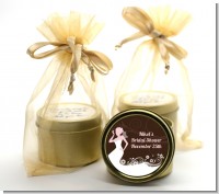 Bridal Silhouette Floral Pink - Bridal Shower Gold Tin Candle Favors