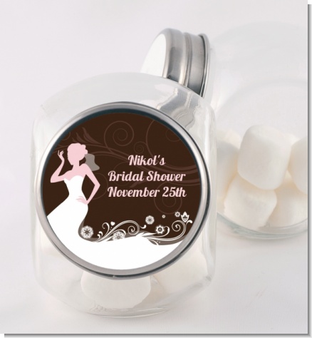 Bridal Silhouette Floral Pink - Personalized Bridal Shower Candy Jar
