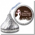 Bridal Silhouette Floral Pink - Hershey Kiss Bridal Shower Sticker Labels thumbnail