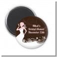 Bridal Silhouette Floral Pink - Personalized Bridal Shower Magnet Favors thumbnail