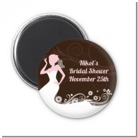 Bridal Silhouette Floral Pink - Personalized Bridal Shower Magnet Favors