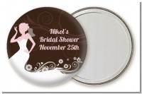 Bridal Silhouette Floral Pink - Personalized Bridal Shower Pocket Mirror Favors