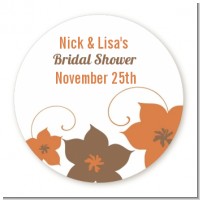 Brown Clematis - Round Personalized Sticker Labels