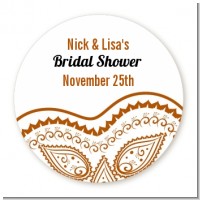 Brown Paisley - Round Personalized Sticker Labels