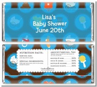 Baby Icons Blue - Personalized Baby Shower Candy Bar Wrappers