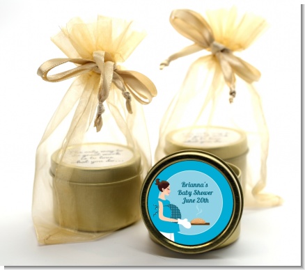 Bun in the Oven Boy - Baby Shower Gold Tin Candle Favors