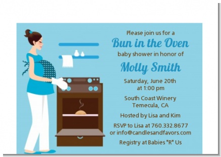 Bun in the Oven Boy - Baby Shower Petite Invitations