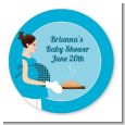 Bun in the Oven Boy - Round Personalized Baby Shower Sticker Labels thumbnail