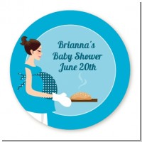 Bun in the Oven Boy - Round Personalized Baby Shower Sticker Labels