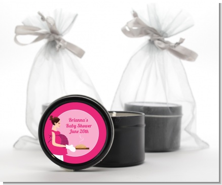 Bun in the Oven Girl - Baby Shower Black Candle Tin Favors