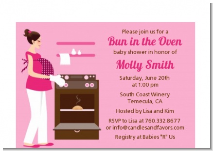 Bun in the Oven Girl - Baby Shower Petite Invitations