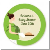 Bun in the Oven Neutral - Round Personalized Baby Shower Sticker Labels