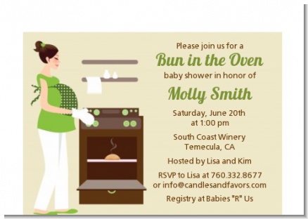 Bun in the Oven Neutral - Baby Shower Petite Invitations