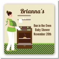 Bun in the Oven Neutral - Square Personalized Baby Shower Sticker Labels