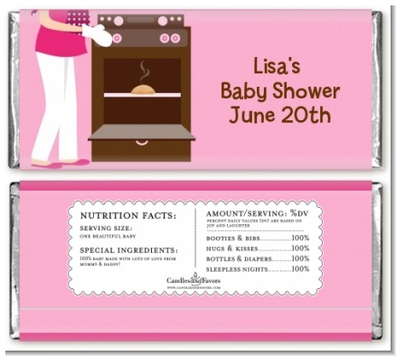Bun in the Oven Girl - Personalized Baby Shower Candy Bar Wrappers
