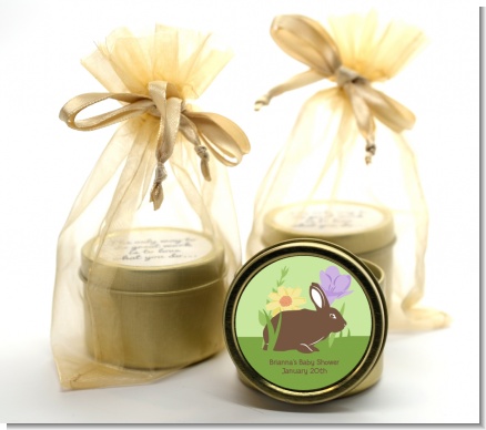 Bunny - Baby Shower Gold Tin Candle Favors
