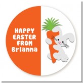 Bunny with Carrot - Round Personalized Easter Sticker Labels