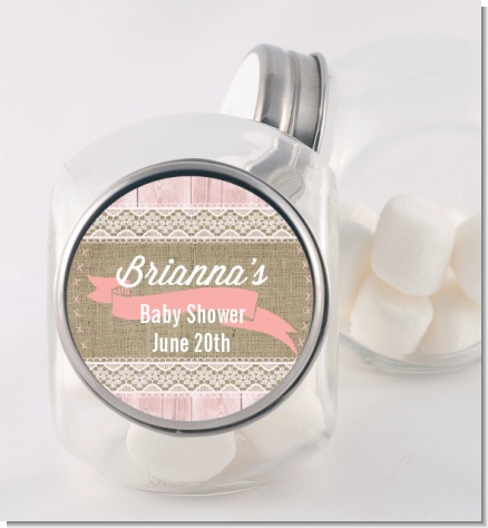 Burlap Chic - Personalized Baby Shower Candy Jar