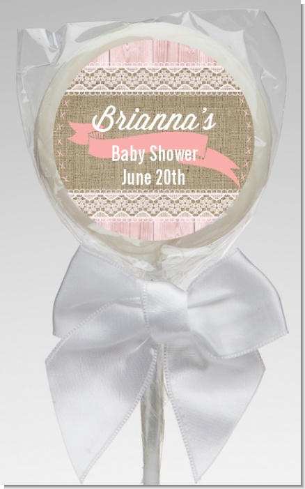 Burlap Chic - Personalized Baby Shower Lollipop Favors