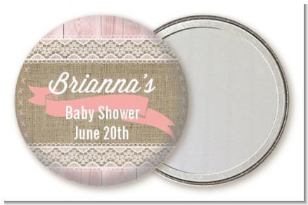 Burlap Chic - Personalized Baby Shower Pocket Mirror Favors
