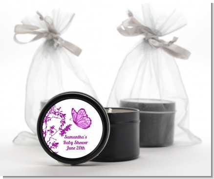 Butterfly - Baby Shower Black Candle Tin Favors