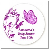 Butterfly - Round Personalized Baby Shower Sticker Labels
