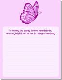 Butterfly - Baby Shower Notes of Advice