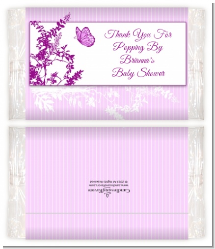 Butterfly - Personalized Popcorn Wrapper Baby Shower Favors