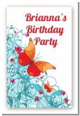 Butterfly Wishes - Custom Large Rectangle Birthday Party Sticker/Labels