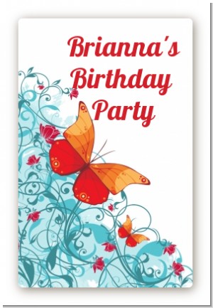 Butterfly Wishes - Custom Large Rectangle Birthday Party Sticker/Labels