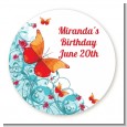 Butterfly Wishes - Round Personalized Birthday Party Sticker Labels thumbnail