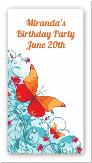 Butterfly Wishes - Custom Rectangle Birthday Party Sticker/Labels