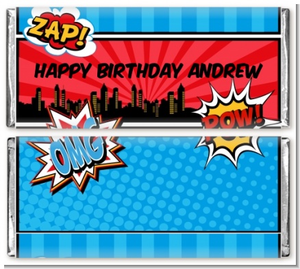 Calling All Superheroes - Personalized Birthday Party Candy Bar Wrappers