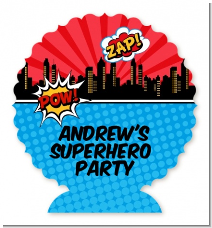 Calling All Superheroes - Personalized Birthday Party Centerpiece Stand