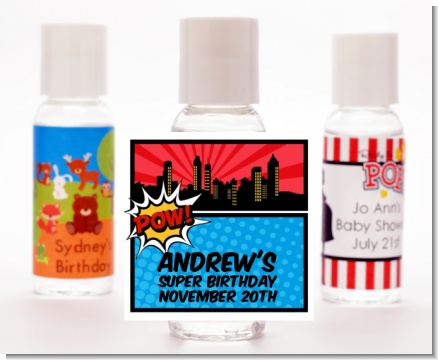 Calling All Superheroes - Personalized Birthday Party Hand Sanitizers Favors