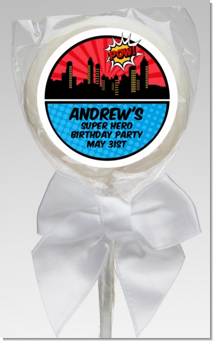 Calling All Superheroes - Personalized Birthday Party Lollipop Favors