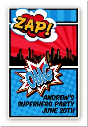 Calling All Superheroes - Custom Large Rectangle Birthday Party Sticker/Labels