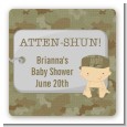 Camo Military - Square Personalized Baby Shower Sticker Labels thumbnail