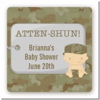Camo Military - Square Personalized Baby Shower Sticker Labels