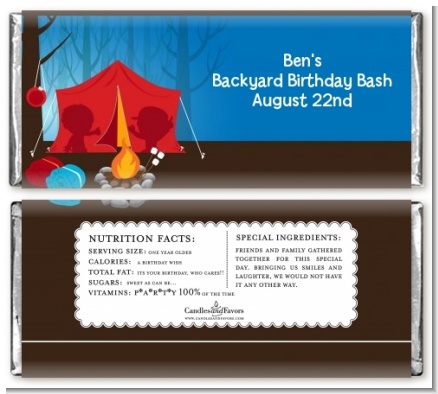 Camping - Personalized Birthday Party Candy Bar Wrappers
