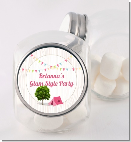 Camping Glam Style - Personalized Birthday Party Candy Jar