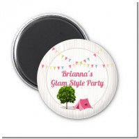 Camping Glam Style - Personalized Birthday Party Magnet Favors