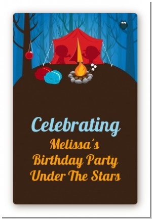 Camping - Custom Large Rectangle Birthday Party Sticker/Labels