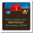 Camping - Square Personalized Birthday Party Sticker Labels thumbnail
