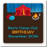 Camping - Square Personalized Birthday Party Sticker Labels