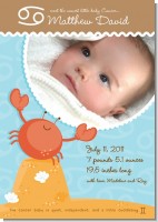 Crab | Cancer Horoscope - Birth Announcement Photo Card