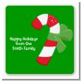 Candy Cane - Square Personalized Christmas Sticker Labels thumbnail