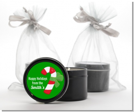 Candy Cane - Christmas Black Candle Tin Favors