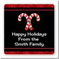 Candy Canes - Square Personalized Christmas Sticker Labels