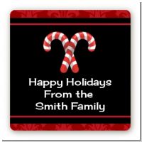Candy Canes - Square Personalized Christmas Sticker Labels